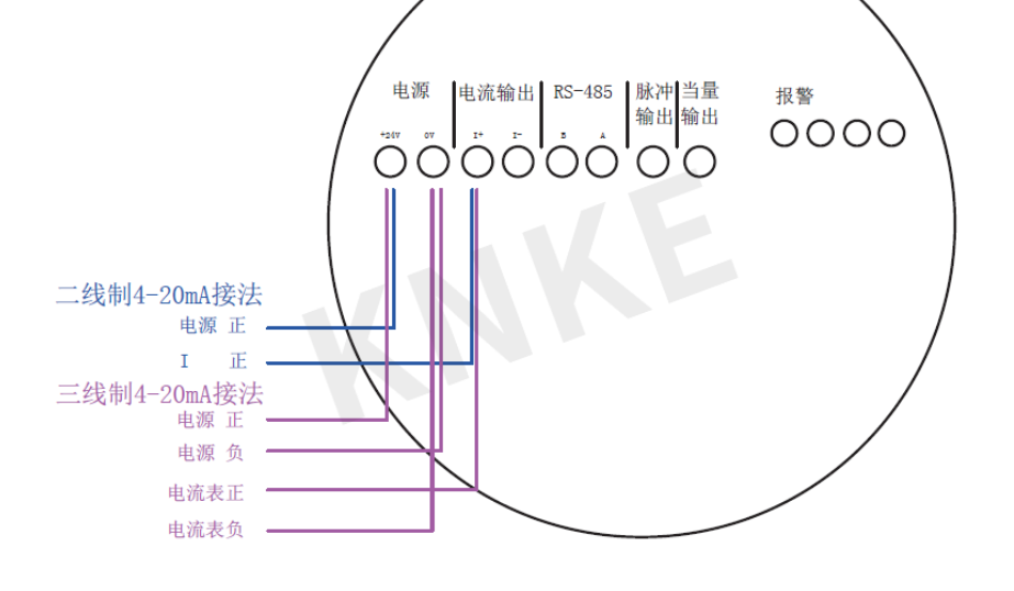 渦街流量計(jì)三線制接線方法草圖